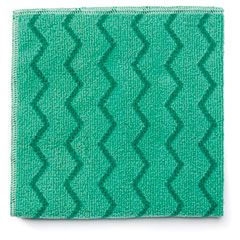 Rubbermaid Commercial Reusable Cleaning Cloths, Microfiber, 16 x 16, Green, 12/Carton RCPQ620