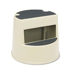 Rubbermaid Commercial Rolling Step Stool, Curved Design, Retracting Casters, 16 dia. x 13h, Beige RCP252300BGE