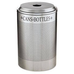Rubbermaid Commercial Silhouette Can/Bottle Recycling Receptacle, Round, Steel, 26 gal, Silver RCPDRR24CSM
