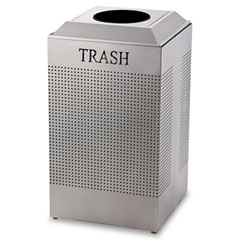 Rubbermaid Commercial Silhouette Waste Receptacle, Square, Steel, 29 gal, Silver Metallic RCPDCR24TSM