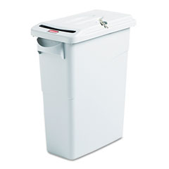 Rubbermaid Commercial Slim Jim Confidential Document Receptacle w/Lid, Rectangle, 15 7/8 gal, Lt Gray RCP9W25LGY