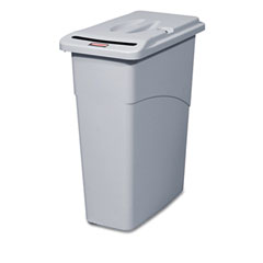 Rubbermaid Commercial Slim Jim Confidential Document Receptacle w/Lid, Rectangle, 23 gal, Light Gray RCP9W15LGY