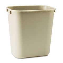 Rubbermaid Commercial Soft Molded Plastic Wastebasket, Rectangular, 3 1/2 gal, Beige RCP295500BG