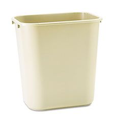 Rubbermaid Commercial Soft Molded Plastic Wastebasket, Rectangular, 7 gal, Beige RCP295600BG