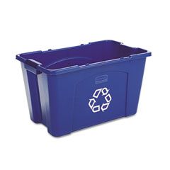 Rubbermaid Commercial Stacking Recycle Bin, Rectangular, Polyethylene, 18 gal, Blue RCP571873BE