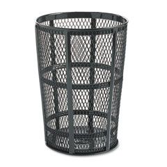 Rubbermaid Commercial Steel Street Basket Waste Receptacle, Round, Steel, 48 gal, Black RCPSBR52EBK