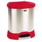 Rubbermaid Commercial Step-On Container, Oval, Stainless Steel, 23 gal, Red RCP614687RD