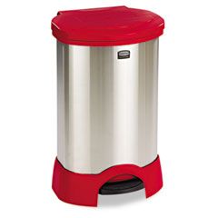 Rubbermaid Commercial Step-On Container, Oval, Stainless Steel, 30 gal, Red RCP614787RD