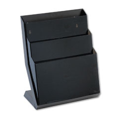 Rubbermaid Three-Pocket Desktop Stand, Plastic, 13 1/4 x 7 1/8 x 16, Smoke RUB16633