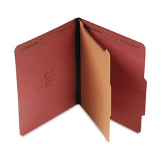 S J Paper 1-1/2" Expansion Classification Folder, Letter, Four-Section, Red, 20/Box SJPS60950