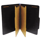 S J Paper Classifcation Folder, Two Dividers, Letter, Black/Blue, 15/Box SJPS62624