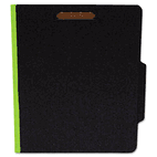 S J Paper Classifcation Folder, Two Dividers, Letter, Black/Lime Green, 15/Box SJPS62625