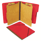 S J Paper Classification Folios with Fastener, Letter, Six-Section, Executive Red, 10/Box SJPS56000