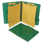 S J Paper Classification Folios with Fastener, Letter, Six-Section, Forest Green, 10/Box SJPS56001