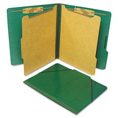 S J Paper Classification Folios with Fastener, Letter, Six-Section, Forest Green, 10/Box SJPS56001