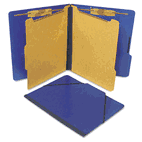S J Paper Classification Folios with Fastener, Letter, Six-Section, Pacific Blue, 10/Box SJPS56003