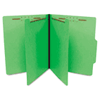 S J Paper Economy Classification Folders, Letter, Six-Section, Green, 25/Box SJPS59704