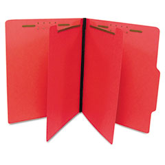 S J Paper Economy Classification Folders, Letter, Six-Section, Red, 25/Box SJPS59707
