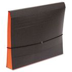 S J Paper Fusion Clutch Organizer, 1 3/4" Exp, Letter, Black/Orange, 10/BX SJPS84683
