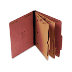 S J Paper Pressboard Classification Folder with Pockets, Letter, Six-Section, Red, 15/Box SJPS60447
