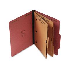S J Paper Pressboard Classification Folder with Pockets, Letter, Six-Section, Red, 15/Box SJPS60447