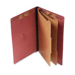 S J Paper Pressboard End Tab Classification Folder, Legal, Six-Section, Red SJPS61935
