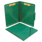 S J Paper Pressboard Folios with Two Fasteners/Closure, Letter, Forest Green, 15/Box SJPS57001