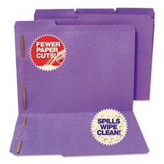 S J Paper Water/Cut-Resistant Folder Two Fasteners, 1/3 Top Tab, Letter, Purple, 50/Box SJPS11549