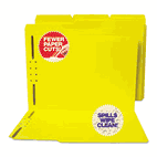 S J Paper Water/Cut-Resistant Folder, Two Fasteners, 1/3 Top Tab, Letter, Yellow, 50/Box SJPS11542