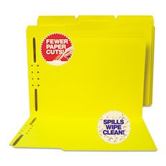 S J Paper Water/Cut-Resistant Folder, Two Fasteners, 1/3 Top Tab, Letter, Yellow, 50/Box SJPS11542