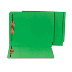 S J Paper Water/Paper Cut-Resistant End Tab Folders, Two Fasteners, Letter, Green, 50/Box SJPS13644