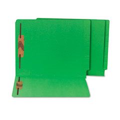 S J Paper Water/Paper Cut-Resistant End Tab Folders, Two Fasteners, Letter, Green, 50/Box SJPS13644