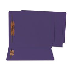 S J Paper Water/Paper Cut-Resistant End Tab Folders, Two Fasteners, Letter, Purple, 50/Box SJPS13649