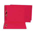 S J Paper Water/Paper Cut-Resistant End Tab Folders, Two Fasteners, Letter, Red, 50/Box SJPS13643