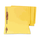 S J Paper Water/Paper Cut-Resistant End Tab Folders, Two Fasteners, Letter, Yellow, 50/Box SJPS13642