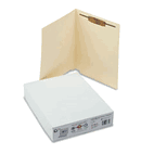S J Paper Water/Paper Cut-Resistant Folder, One Fastener, End Tab, Letter, Manila, 50/Box SJPS13631