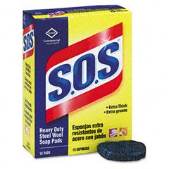 S.O.S. Steel Wool Soap Pad, 15 Pads/Box COX88320BX