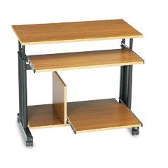Safco 33" Wide Adjustable Height Mini-Tower Workstation, 22d x 34h, Oak SAF1927MO