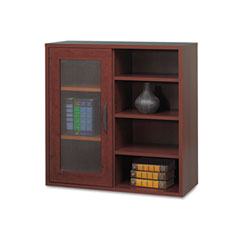 Safco Aprs Single-Door Cabinet w/Shelves, 29-3/4w x 11-3/4d x 29-3/4h, Mahogany SAF9444MH