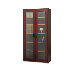 Safco Aprs Tall Two-Door Cabinet, 29-3/4w x 11-3/4d x 59-1/2h, Mahogany SAF9443MH