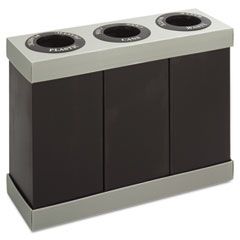 Safco At-Your-Disposal Recycling Center, Polyethylene, Three 28-gal Bins, Black SAF9798BL