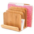 Safco Bamboo Wood Organizer, Five Sections, 8 x 10 x 9, Natural SAF3643NA