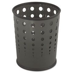 Safco Bubble Wastebasket, Round, Steel, 6 gal, Black SAF9740BL