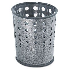 Safco Bubble Wastebasket, Round, Steel, 6 gal, Black Speckle SAF9740NC