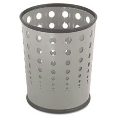 Safco Bubble Wastebasket, Round, Steel, 6 gal, Gray SAF9740GR