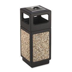 Safco Canmeleon Ash/Trash Receptacle, Square, Aggregate/Polyethylene, 15 gal, Black SAF9470NC