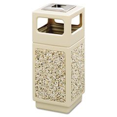 Safco Canmeleon Ash/Trash Receptacle, Square, Aggregate/Polyethylene, 15 gal, Tan SAF9470TN
