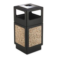 Safco Canmeleon Ash/Trash Receptacle, Square, Aggregate/Polyethylene, 38 gal, Black SAF9473NC