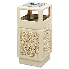 Safco Canmeleon Ash/Trash Receptacle, Square, Aggregate/Polyethylene, 38 gal, Tan SAF9473TN