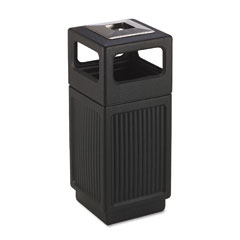 Safco Canmeleon Ash/Trash Receptacle, Square, Polyethylene, 15 gal, Textured Black SAF9474BL
